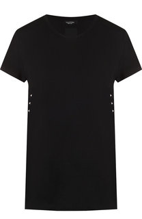 Хлопковая футболка с круглым вырезом и декоративной отделкой Valentino