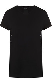 Хлопковая футболка с круглым вырезом и декоративной отделкой Valentino