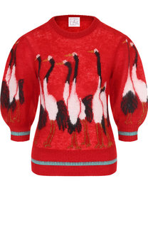 Пуловер с укороченным рукавом и декоративной вышивкой Stella Jean