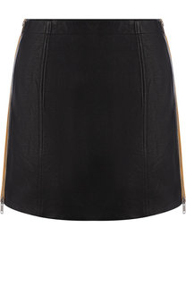 Кожаная мини-юбка с контрастной молнией по бокам Givenchy