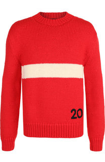 Шерстяной свитер с контрастным принтом CALVIN KLEIN 205W39NYC