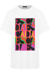 Хлопковая футболка с круглым вырезом и принтом Escada