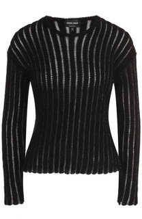 Вязаный шерстяной пуловер с круглым вырезом Giorgio Armani