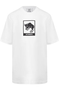 Хлопковая футболка с круглым вырезом и принтом Vetements