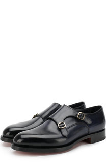 Кожаные монки с двумя пряжками Santoni