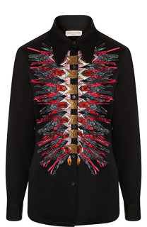 Блуза из смеси хлопка и вискозы с декоративной отделкой Dries Van Noten