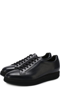 Кожаные кеды на шнуровке Santoni
