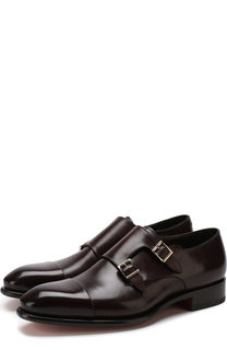 Кожаные монки с двумя пряжками Santoni