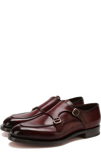 Кожаные монки с двумя пряжками Santoni