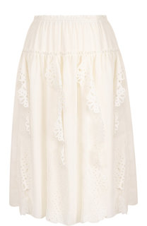 Однотонная юбка с эластичным поясом и оборками See by Chloé