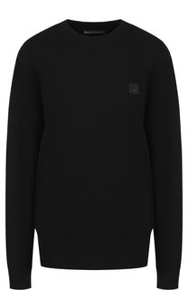 Однотонный шерстяной пуловер с круглым вырезом Acne Studios