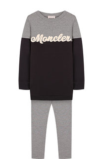 Хлопковый костюм из свитшота и брюк Moncler Enfant