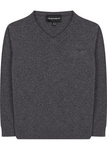 Хлопковый пуловер с V-образным вырезом Emporio Armani