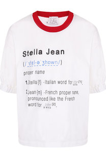 Хлопковая футболка с круглым вырезом и надписями Stella Jean