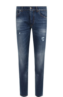 Джинсы прямого кроя с потертостями Dolce & Gabbana