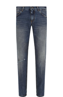 Джинсы прямого кроя с потертостями Dolce & Gabbana