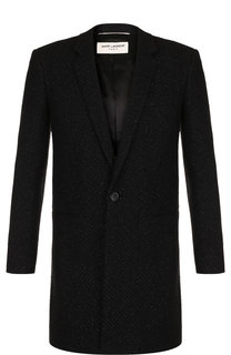 Однобортное шерстяное пальто Saint Laurent