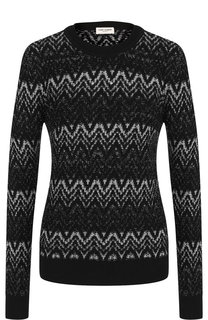 Вязаный шерстяной пуловер с круглым вырезом Saint Laurent