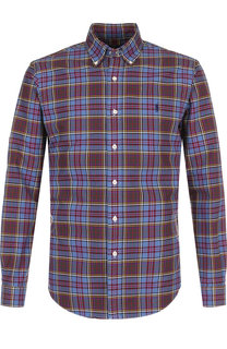 Хлопковая рубашка в клетку с воротником button down Polo Ralph Lauren