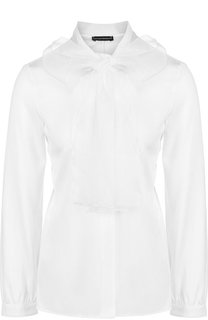 Однотонная шелковая блуза с воротником аскот Emporio Armani