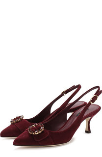 Замшевые туфли Lori с декорированной пряжкой на каблуке kitten heel Dolce & Gabbana