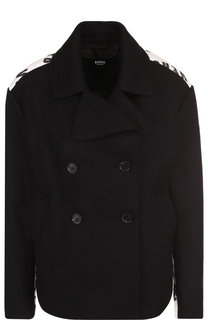 Укороченное шерстяное пальто с принтом на спине Versus Versace