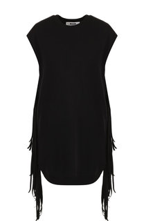 Удлиненный хлопковый топ с бахромой MSGM