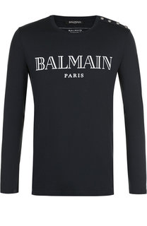 Хлопковый пуловер с логотипом бренда Balmain
