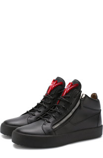 Высокие кожаные кеды на шнуровке Giuseppe Zanotti Design