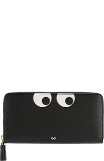 Кожаный кошелек на молнии с аппликацией Eyes Anya Hindmarch