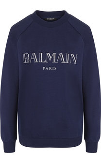 Хлопковый пуловер с логотипом бренда Balmain