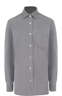 Джинсовая блуза с накладным карманом Kiton