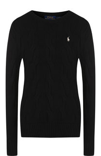 Хлопковый пуловер с вышитым логотипом бренда Polo Ralph Lauren