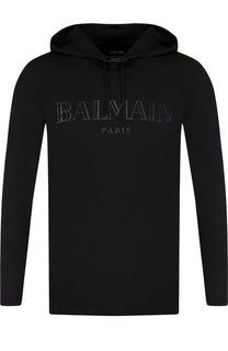 Хлопковое худи с логотипом бренда Balmain