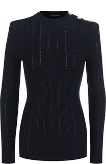 Шерстяной пуловер с декоративными пуговицами Balmain