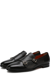 Кожаные монки с двумя пряжками Santoni