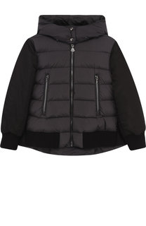 Пуховая куртка с текстильной спинкой и капюшоном Moncler Enfant