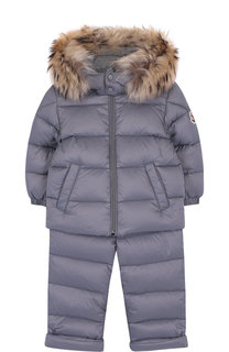 Комплект из пуховой куртки и комбинезона на подтяжках Moncler Enfant