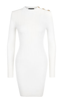 Шерстяное мини-платье с декоративными пуговицами Balmain