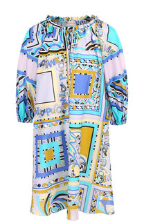 Хлопковое мини-платье свободного кроя с принтом Emilio Pucci
