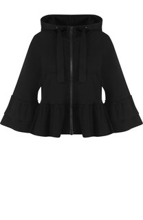 Хлопковый кардиган с оборками и капюшоном REDVALENTINO