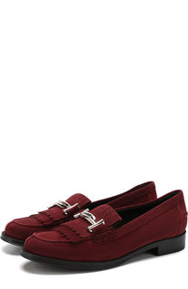Замшевые лоферы с бахромой и пряжкой Tod’s Tods