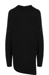 Удлиненный пуловер асимметричного кроя из смеси хлопка и шелка Yohji Yamamoto