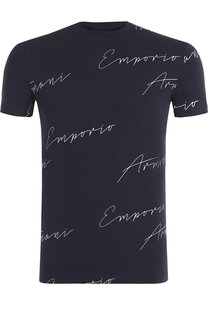 Хлопковая футболка с длинными рукавами Emporio Armani