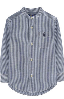 Хлопковая рубашка с воротником-стойкой Polo Ralph Lauren