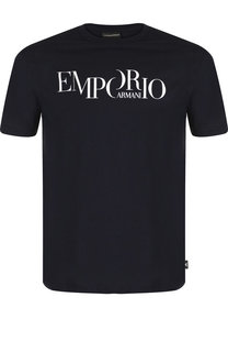 Хлопковая футболка с принтом Emporio Armani