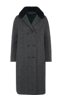 Двубортное пальто с меховым воротником Kiton