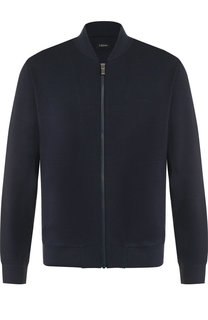 Однотонный кардиган на молнии из смеси хлопка и вискозы Z Zegna