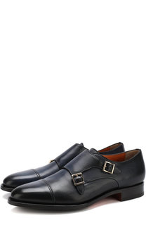 Кожаные монки с двумя пряжками Santoni