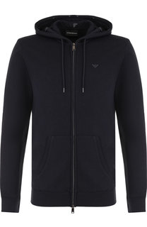 Хлопковый кардиган на молнии с капюшоном Emporio Armani